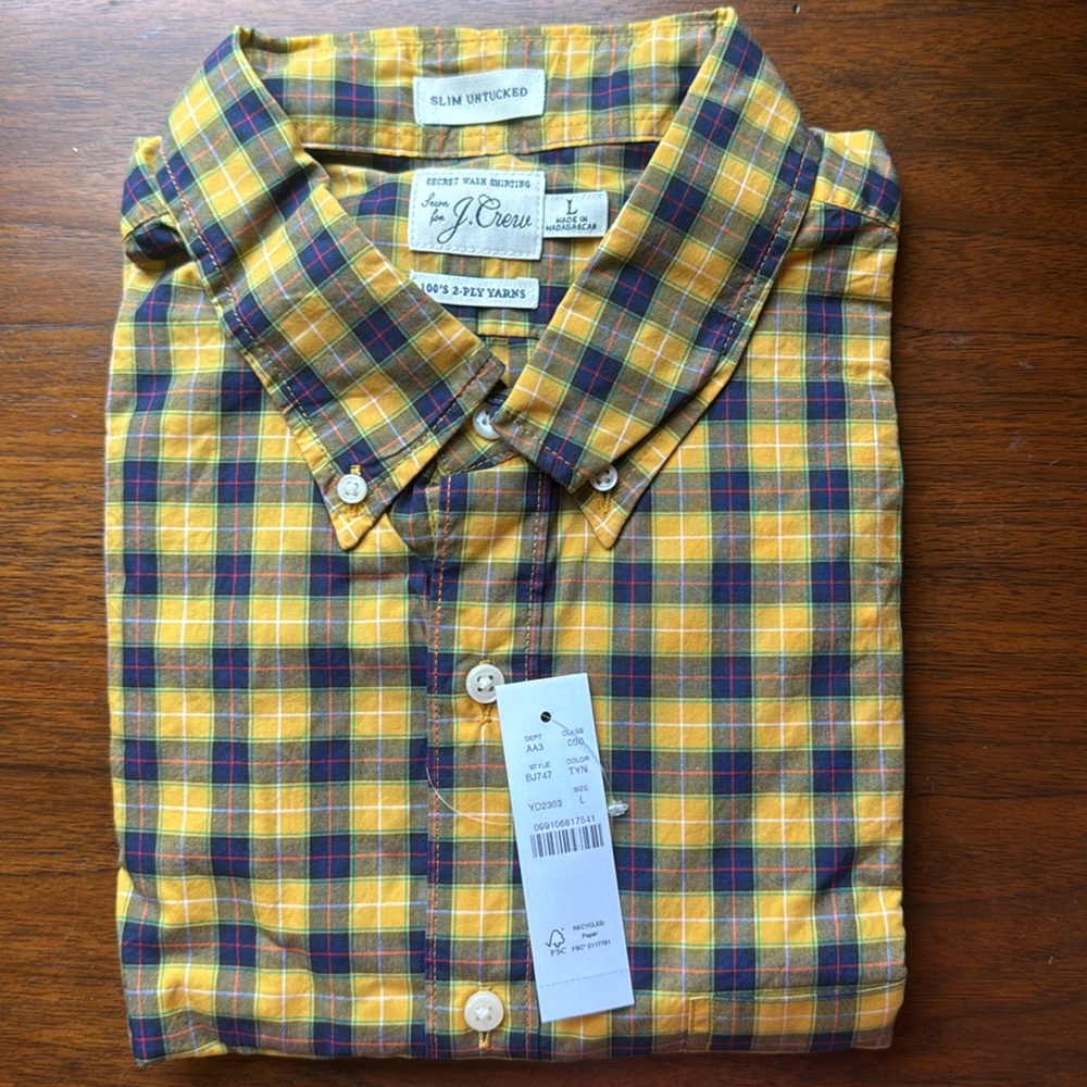 New J. Crew long-sleeved plaid shirt